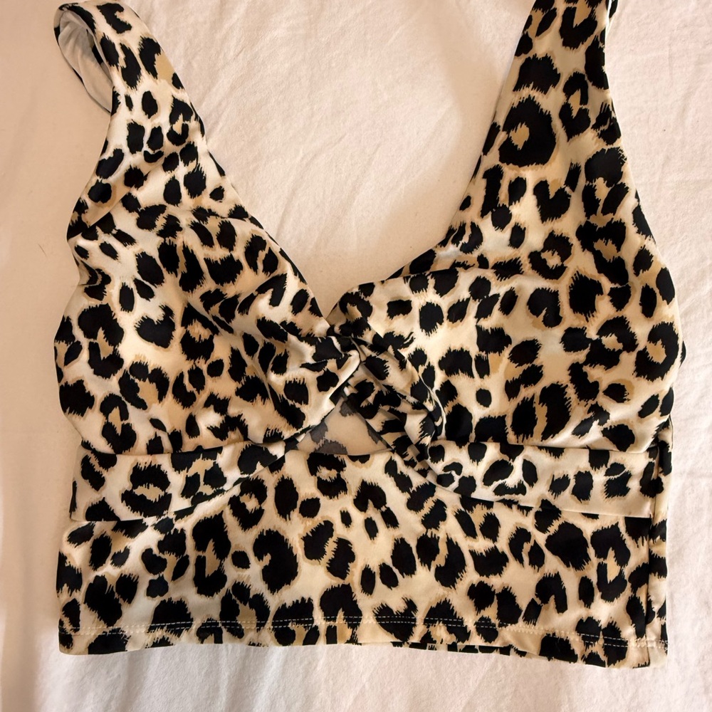 Leopard Print Twist Front Bikini